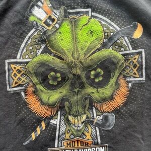 Harley Davidson M Lucky Skull Shamrock St Patricks Day Celtic Abilene T Shirt